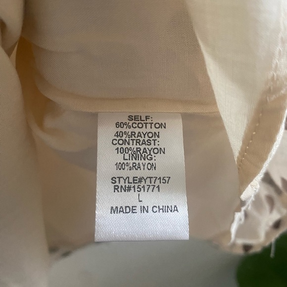 Sage & Citrus Ivory & Brown Polka Dot Tie Shoulder Tank Top Blouse size L - Picture 6 of 6